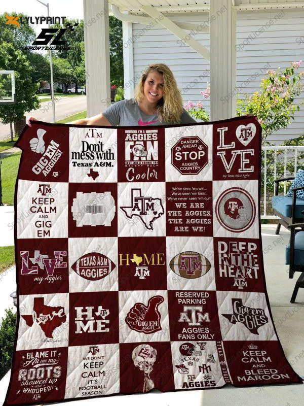 Texas A&M Aggies Quilt Blanket For Fans Home Decor Gift (2c) , Soft Quilt, King Size, All Season Cozy Quilt QB0901