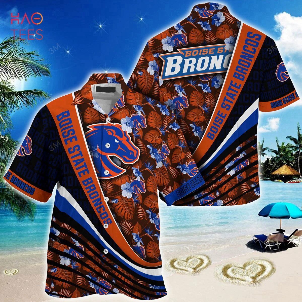 Boise State Broncos Summer Hawaiian Shirt, With Tropical Flower Fan Made 2023 HW0601