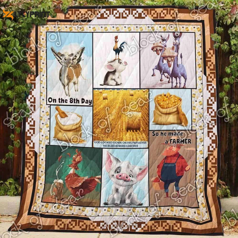 God Made A Farmer 3D Customized Quilt , Soft Quilt, King Size, All Season Cozy Quilt QB0901