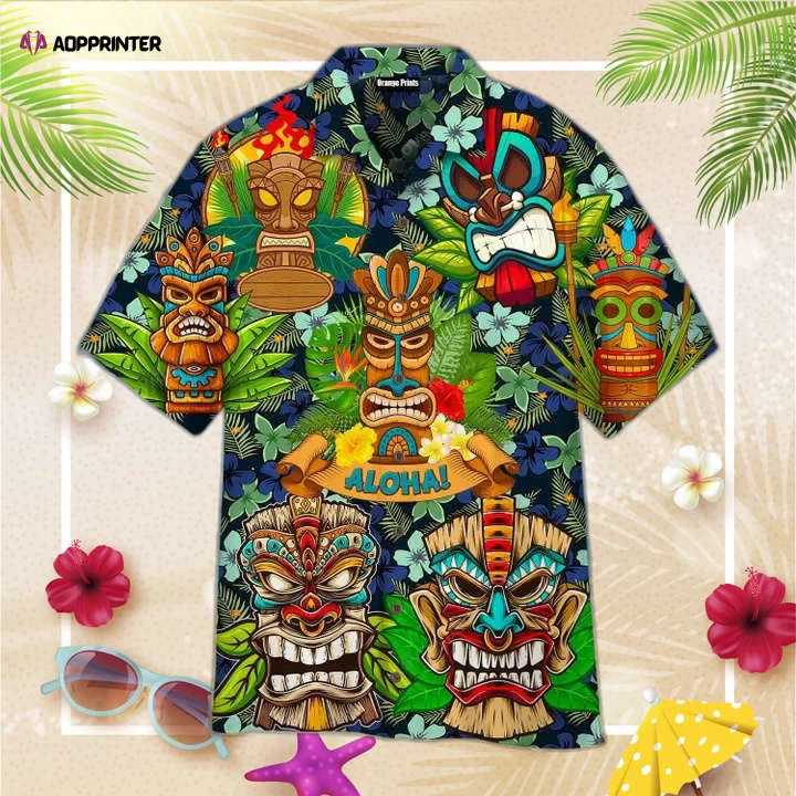 Beach Shirt Aloha Tiki Hawaiian Shirt, Hawaiian Shirt Vintage, For Men Women HW0601