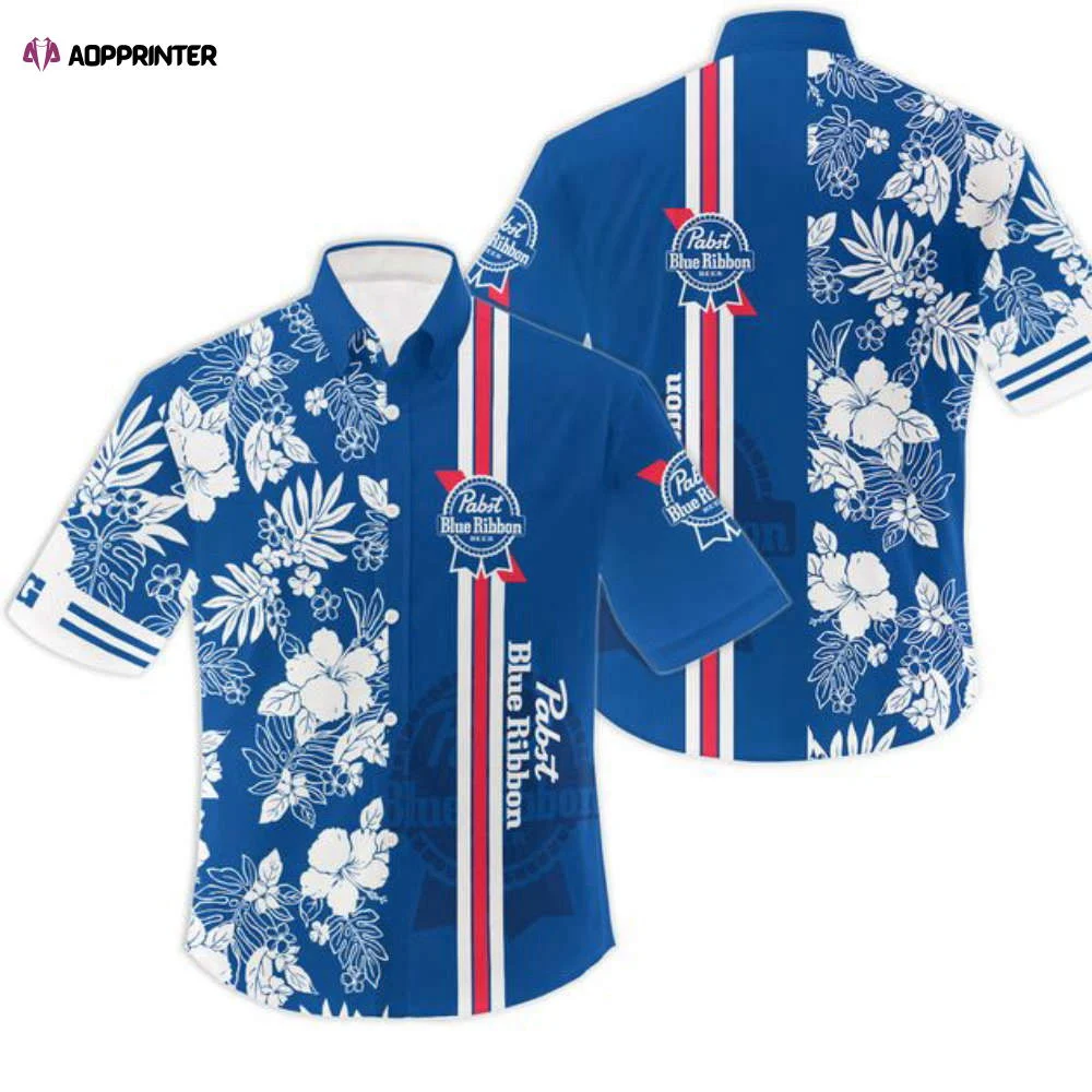 Personalized Tropical Hibiscus Pabst Blue Ribbon Hawaii Shirt HW0601