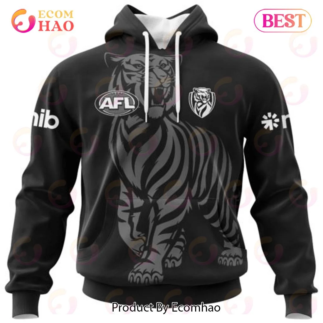 AFL Richmond Tigers Special Monochrome Design 3D Hoodie, Zip Hoodie, Man - Women, Warm, Premium Quality HZ0501