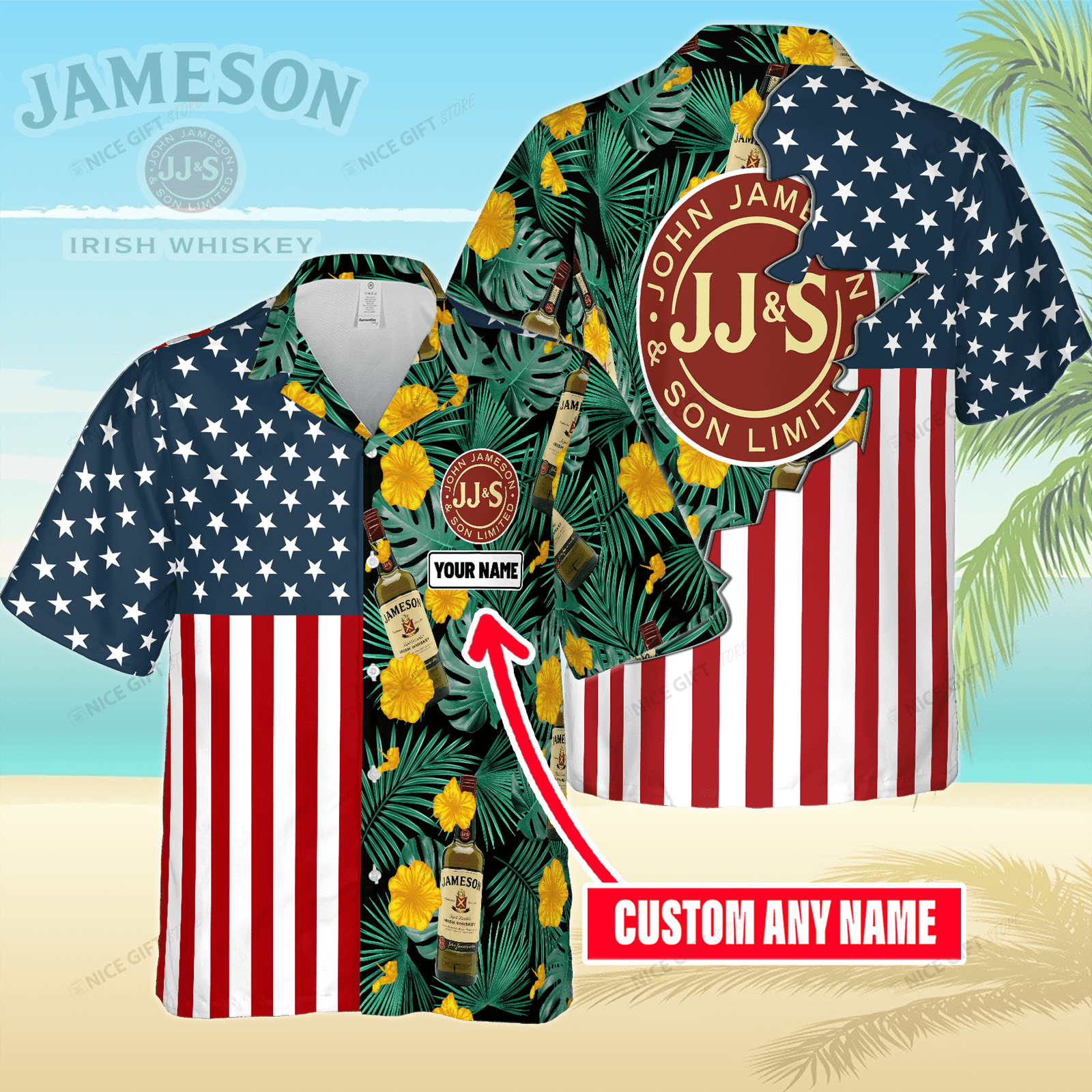 Jameson Irish Whiskey Custom Name Hawaiian Shirt, For Men And Women HW0601