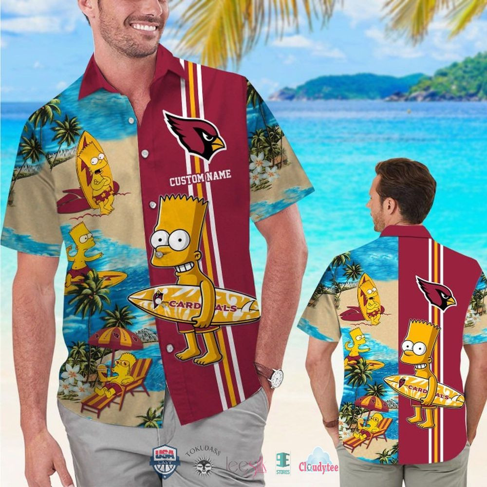 Custom Name Arizona Cardinals Bart Simpson Hawaiian Shirt For Men And Women HW0601