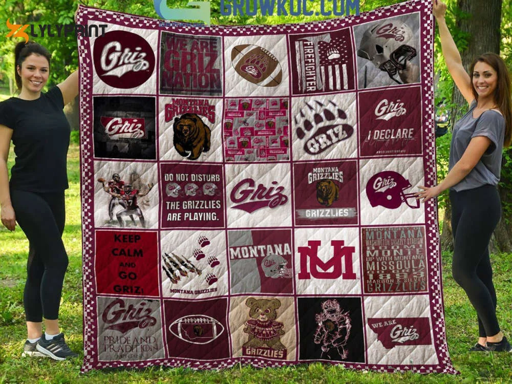 Montana Grizzlies 2 Quilt Blanket For Fans Home Decor Gift , Soft Quilt, King Size, All Season Cozy Quilt QB0901