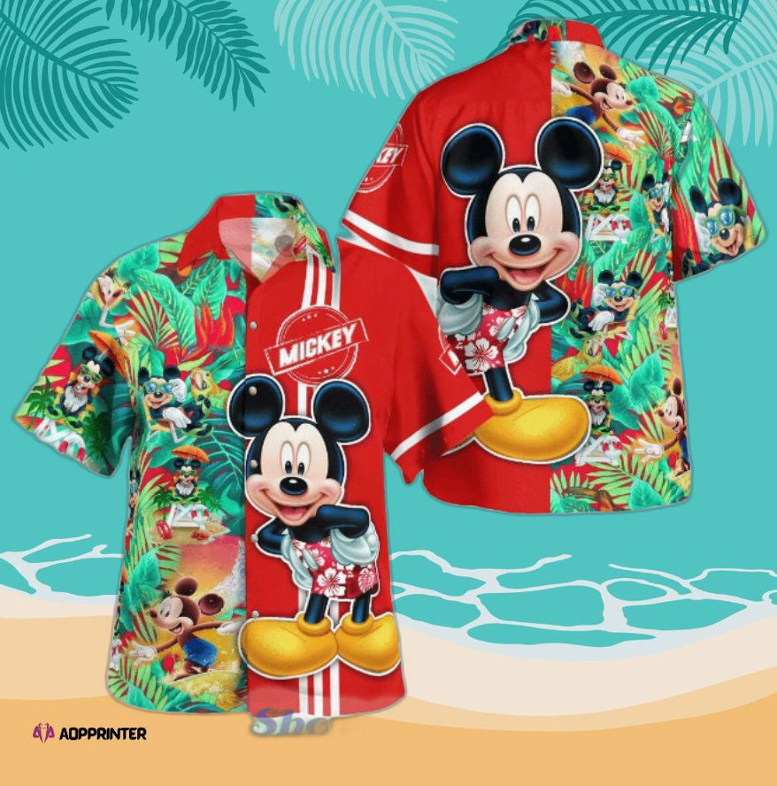 Disney Mickey Tropical Hawaiian Shirt Summer Red 2023 HW0601