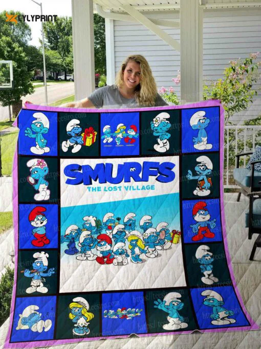 The Smurfs Quilt Blanket For Fans Home Decor Gift , Soft Quilt, King Size, All Season Cozy Quilt QB0901