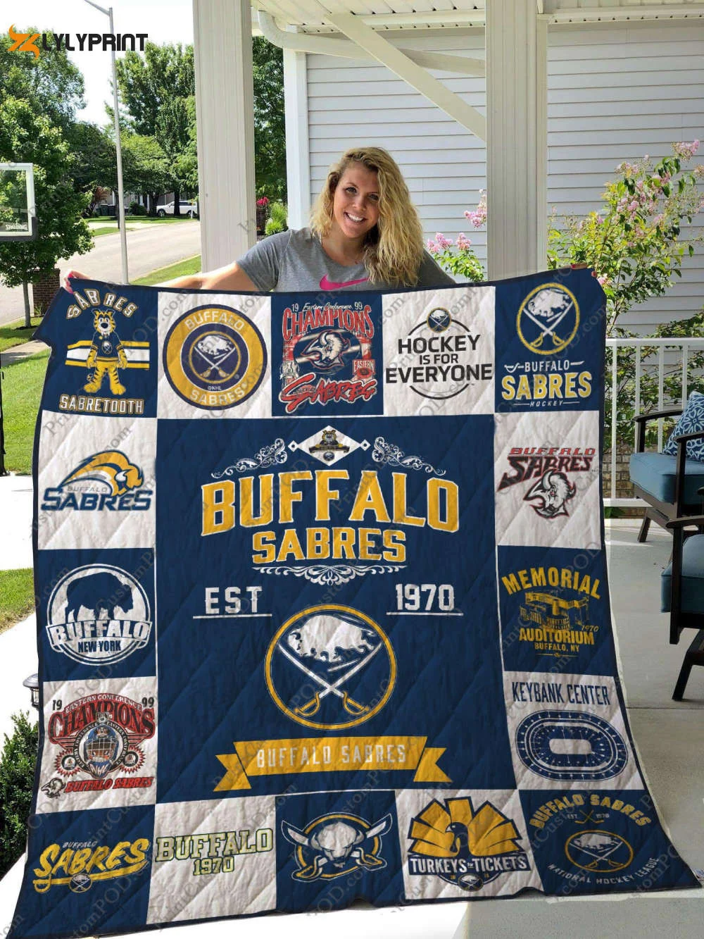 Buffalo Sabres Quilt Blanket For Fans Home Decor Gift ,  Soft Quilt, King Size, All Season Cozy Quilt QB0901