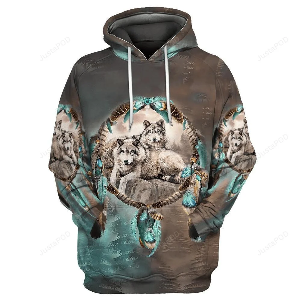 Wolf Native American 3D All Over Print Hoodie, Zip-up Hoodie HZ0501