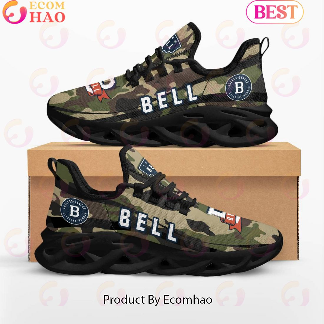 Bell Endless Legend Lifetime Member Special Camo Military Design Max Soul Shoes, Sneakers  Unisex sneakers MS0601