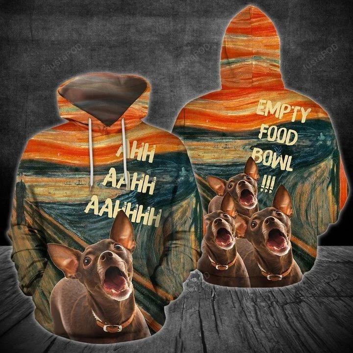 Chihuahua AAHH Emptu Food Bowl 3D All Over Printed Hoodie, Zip- Up Hoodie HZ0501