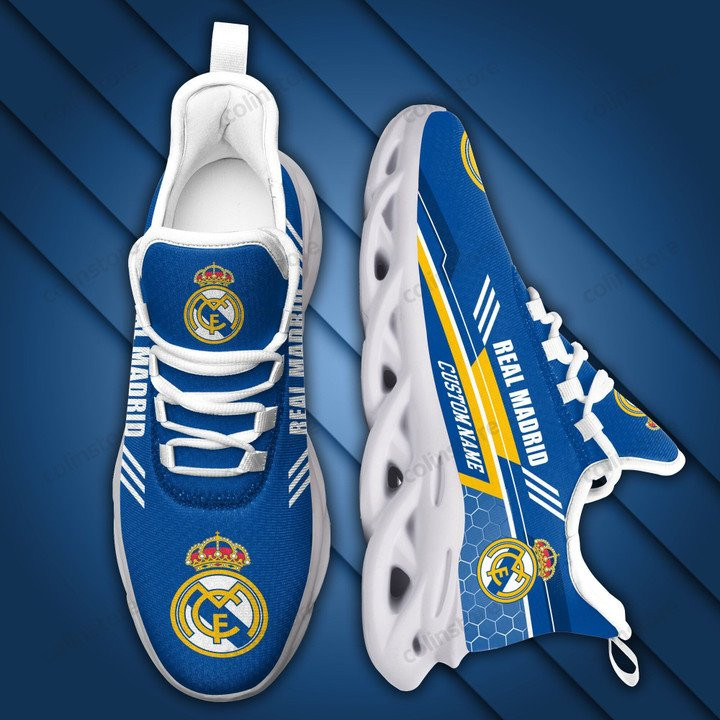 Custom Real Madrid Custom Name Blue Yellow Max Soul Shoes for Men and Women MS0601