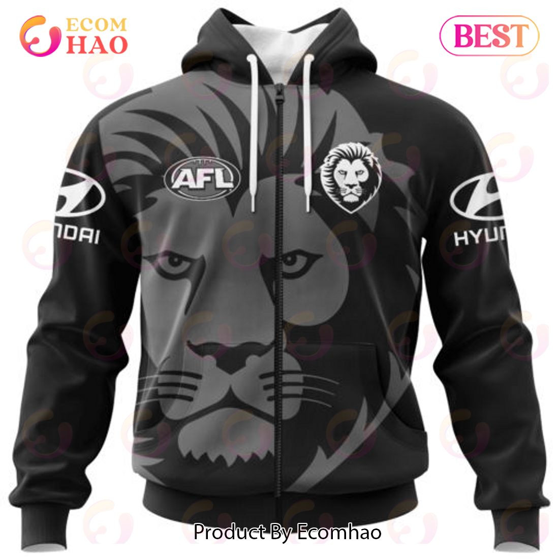 AFL Brisbane Lions Special Monochrome Design 3D Hoodie, Zip Hoodie, Man - Women, Warm, Premium Quality HZ0501