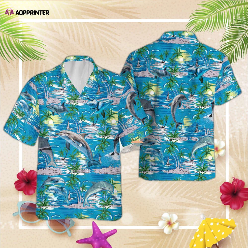 Dolphin Teal Hawaiian Shirt, Gift For Men And Women, Tropical Hawaii Shirt HW0601