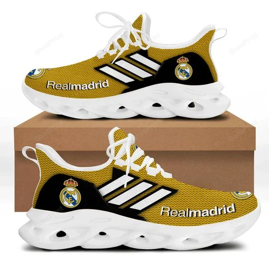 Custom Real Madrid Yellow White Stripes Max Soul Shoes for Men and Women MS0601