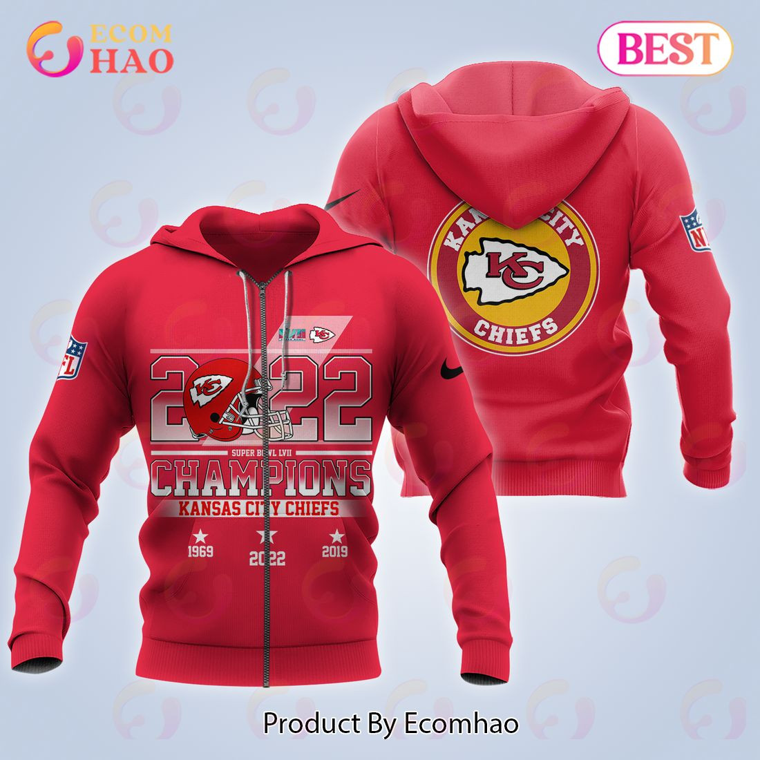 2023 Kansas City Chiefs Super Bowl Championship Apparel Red 3D Hoodie, Zip Hoodie, Man - Women, Warm, Premium Quality HZ0501