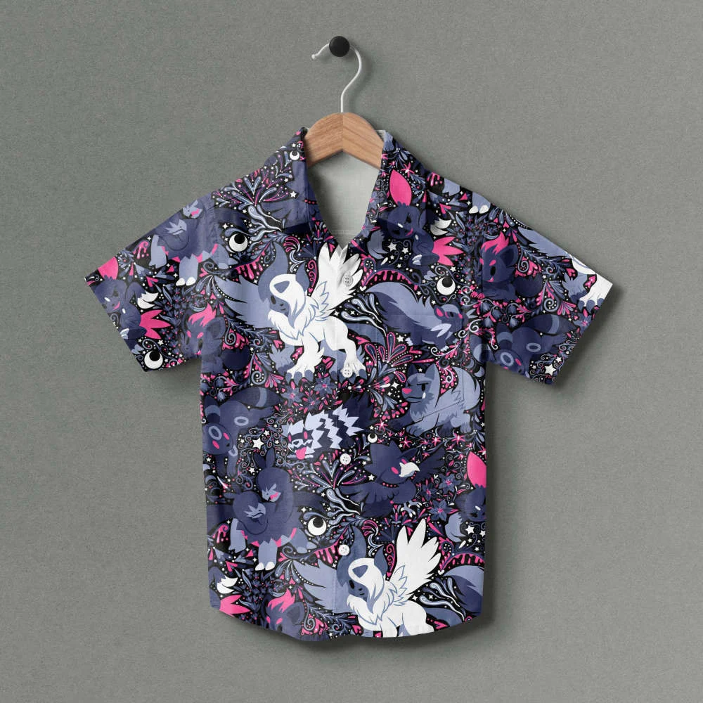 Stylish Shadow Pokemon Youth Hawaiian Shirt – Perfect for Summer! HW0601
