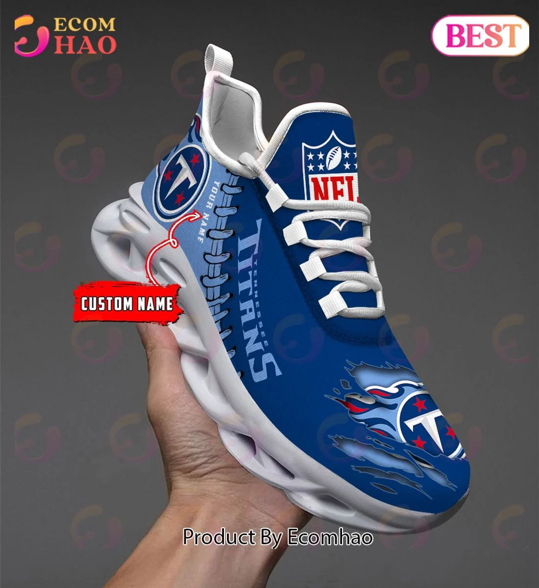 Tennessee Titans Max Soul Shoes Custom Name  Unisex sneakers MS0601
