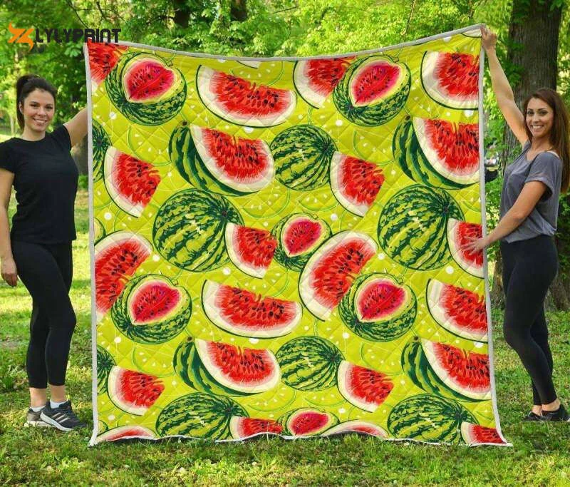 Lime Green Watermelon 3D Customized Quilt ,  Soft Quilt, King Size, All Season Cozy Quilt QB0901