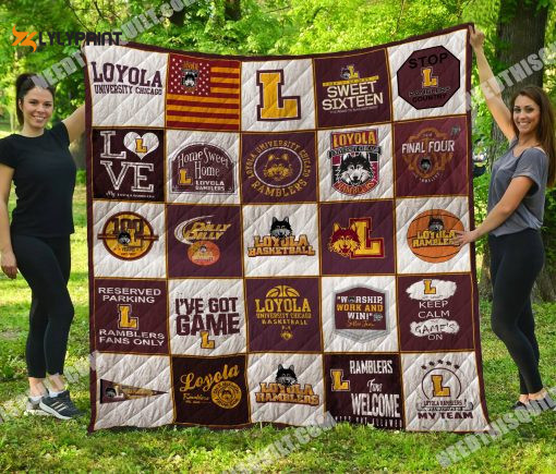 Ncaa Loyola (Chi) Ramblers 3D Customized Personalized 3D Customized Quilt Blanket For Fans Home Decor Gift ,  Soft Quilt, King Size, All Season Cozy Quilt QB0901