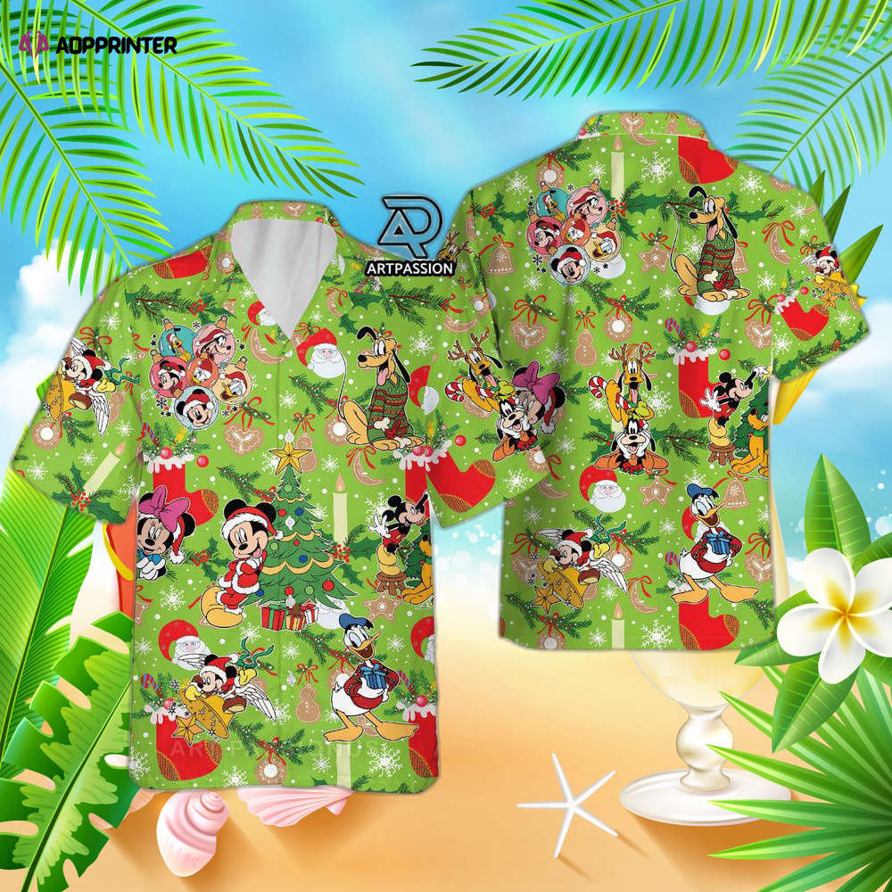 Mickey and Friends Christmas Hawaiian Shirt, Green Disney Hawaiian Shirt HW0601