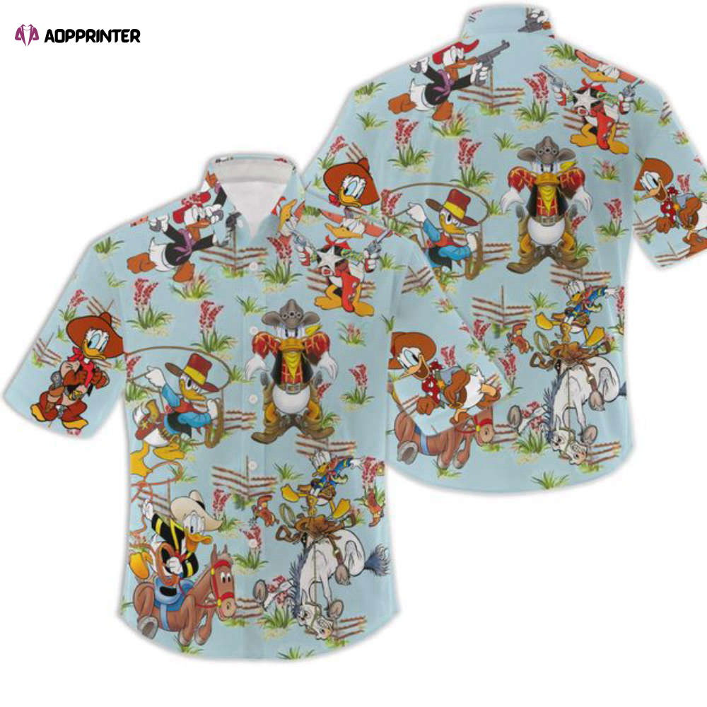 Donald Duck Cowboy Hawaiian Shirt, Disney Hawaiian Aloha Shirt, Button Up Shirt HW0601