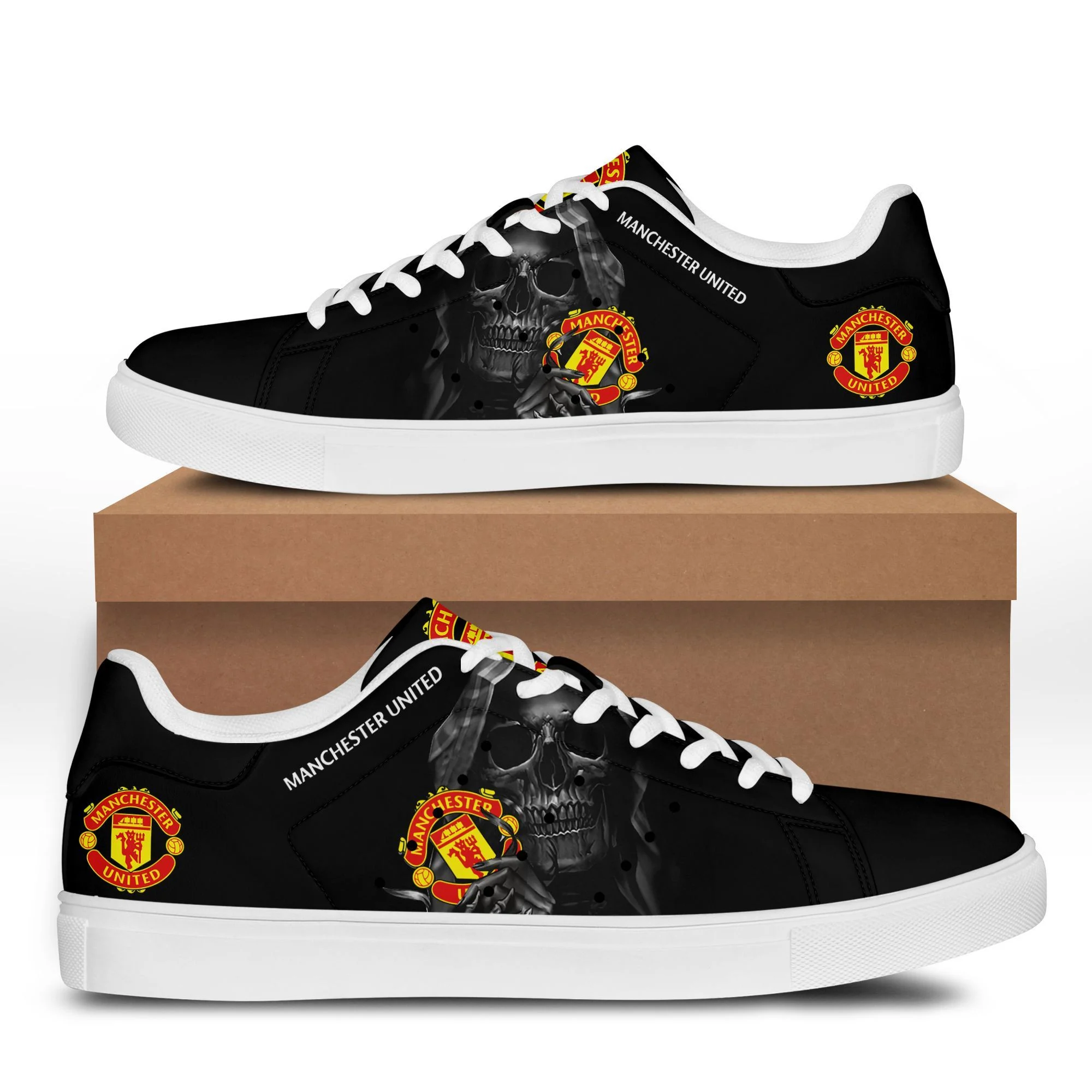 Manchester United Skull Stan Smith Shoes for Ladies Men, Trendy Style Sneakers ST0801