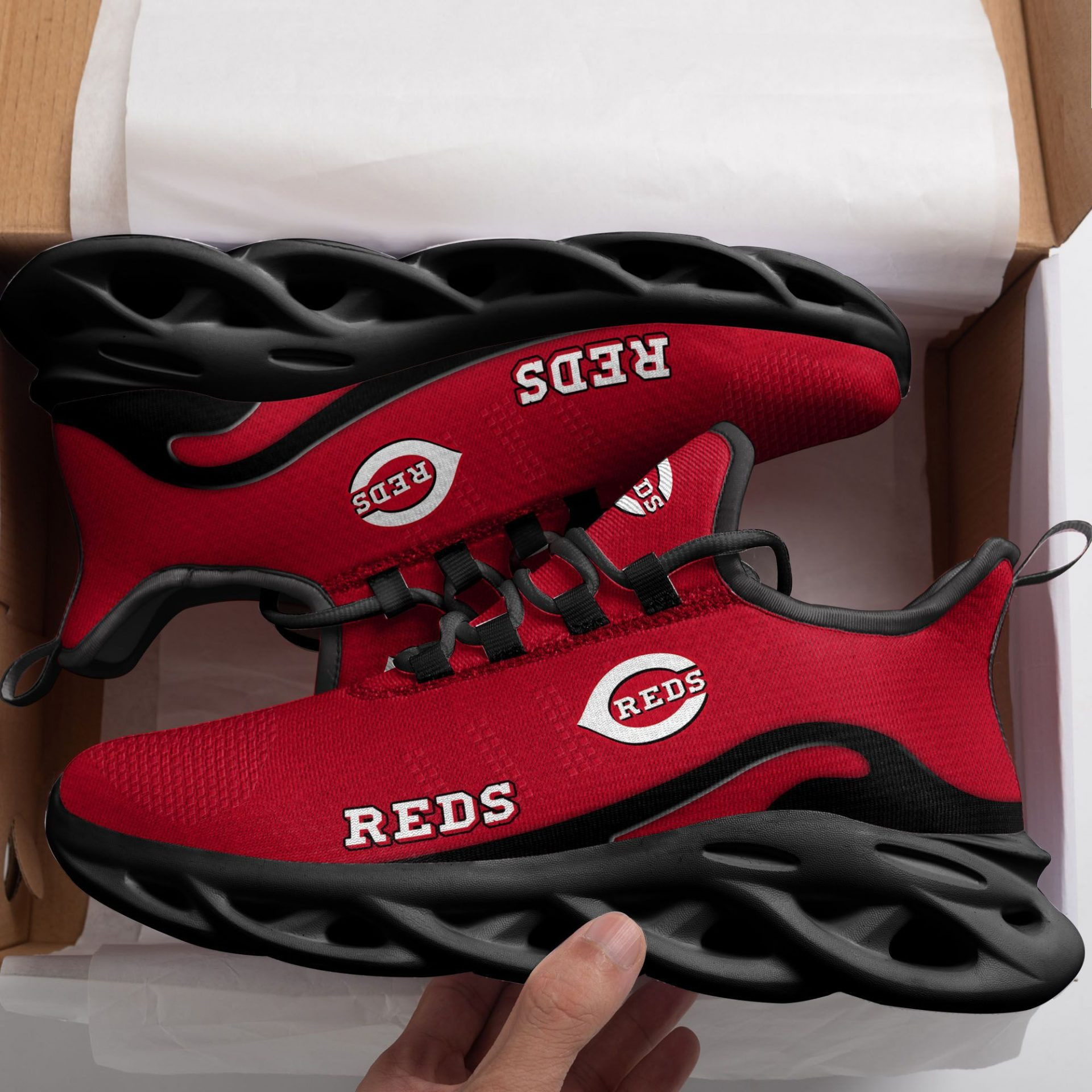 Custom MLB Cincinnati Reds Max Soul Shoes V3 Men Women MS0601