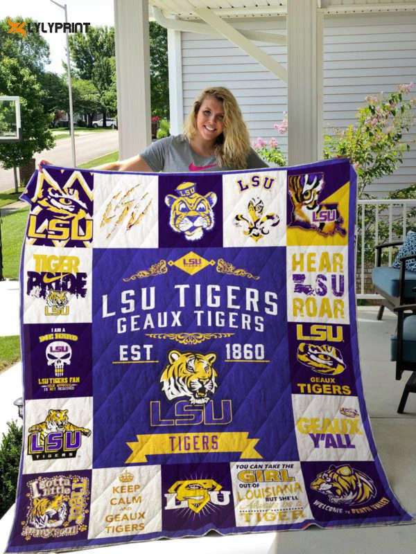 Lsu Tigers Quilt Blanket For Fans Home Decor Gift , Soft Quilt, King Size, All Season Cozy Quilt QB0901