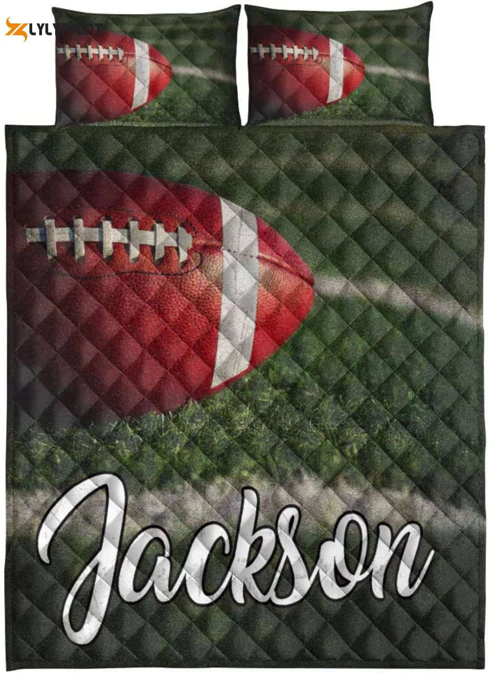 Custom Quilt Sets Football Field Sports Green Premium Quilt Bedding for Boys Girls Men Women , Soft Quilt, King Size, All Season Cozy Quilt QB0901