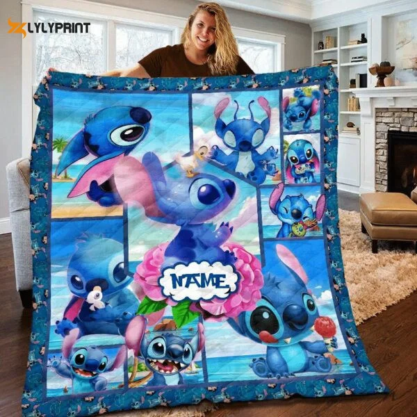 Disney Lilo And Stitch So Cute Christmas Gift Personalized 9, Lilo And Stitch Gift For Fan , Soft Quilt, King Size, All Season Cozy Quilt QB0901