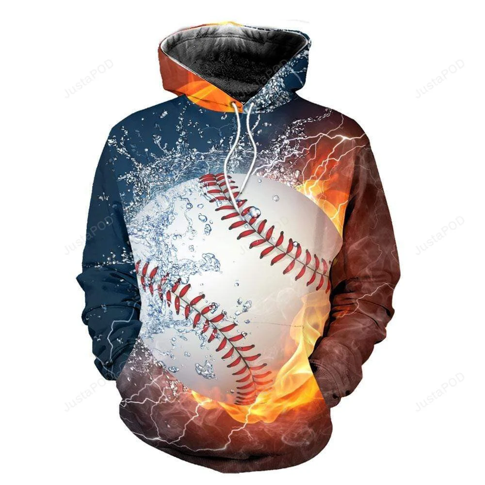 Baseball Fire Water 3D All Print Hoodie, Zip- Up Hoodie HZ0501