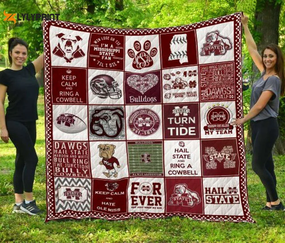 Mississippi State Bulldogs 1 Quilt Blanket For Fans Home Decor Gift , Soft Quilt, King Size, All Season Cozy Quilt QB0901