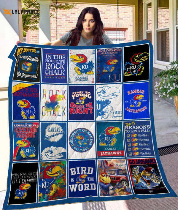 Kansas Jayhawks 1 Quilt Blanket For Fans Home Decor Gift , Soft Quilt, King Size, All Season Cozy Quilt QB0901