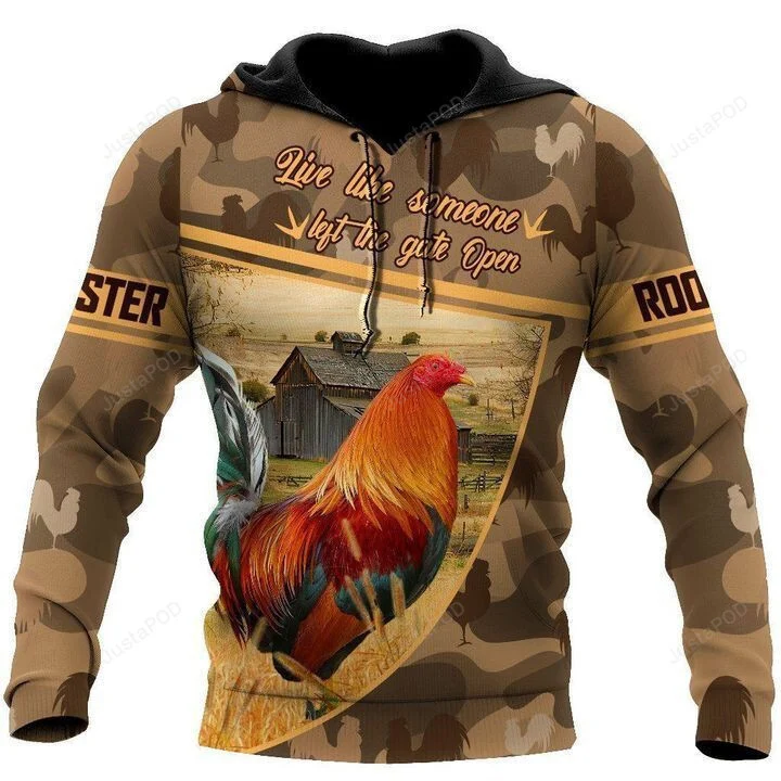 Love Rooster 3D All Over Printed Hoodie, Zip- Up Hoodie HZ0501