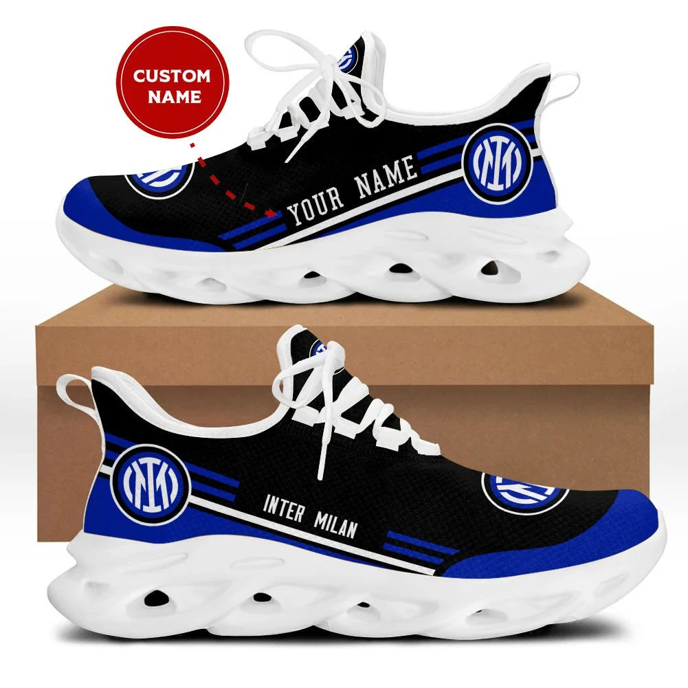 Inter Milan Blue Black Custom Name Max Soul Shoes Ladies Men MS0601