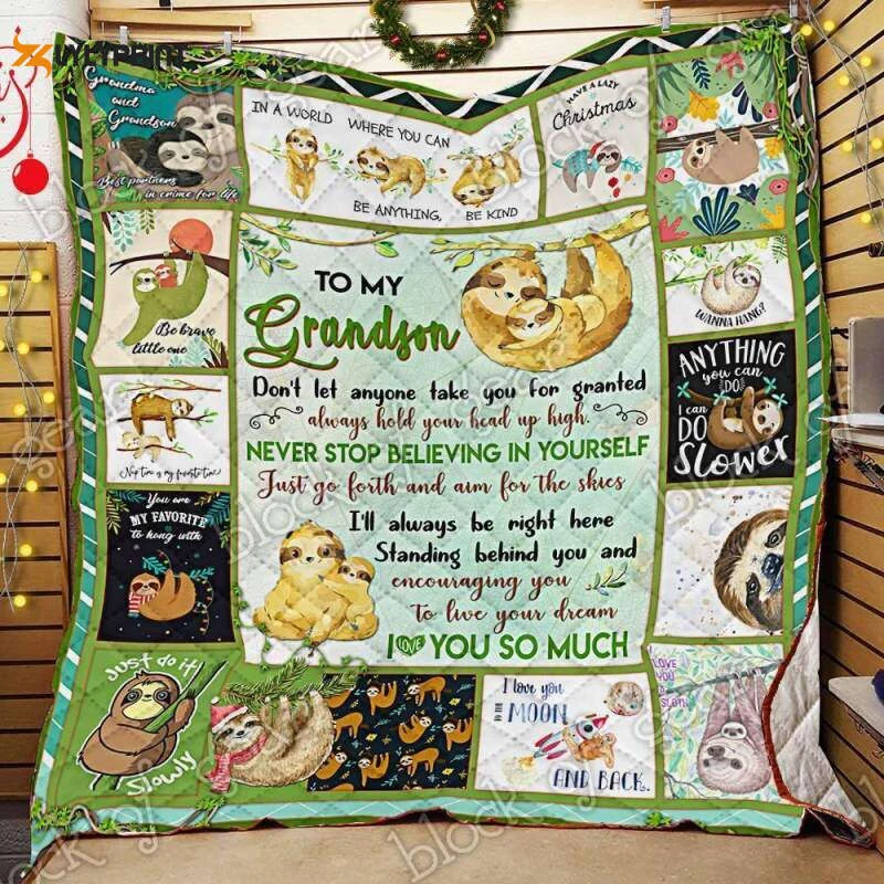 My Grandson I Love You A Sloth Grandma 3D Customized Quilt ,  Soft Quilt, King Size, All Season Cozy Quilt QB0901