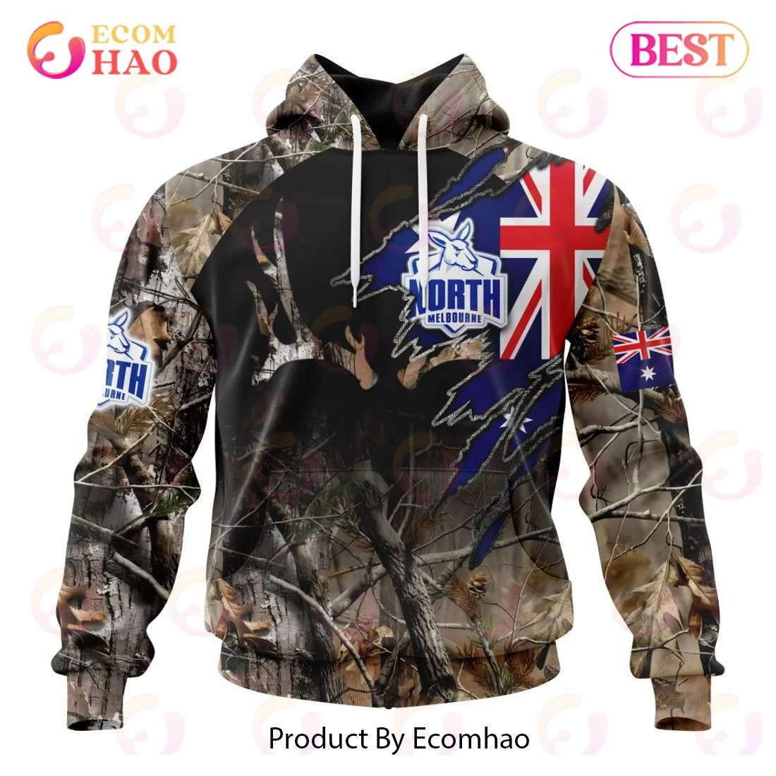 AFL North Melbourne Football Club Special Camo Realtree Hunting 3D Hoodie, Zip Hoodie, Man - Women, Warm, Premium Quality HZ0501