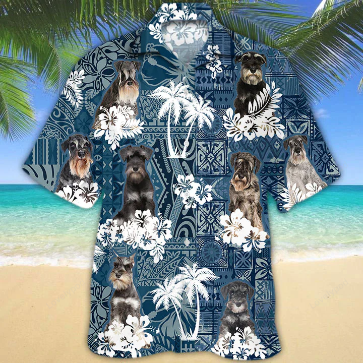 Schnauzer Hawaiian Shirt, Hawaii Shirt vintage Floral Dog, For Men And Women HW0601