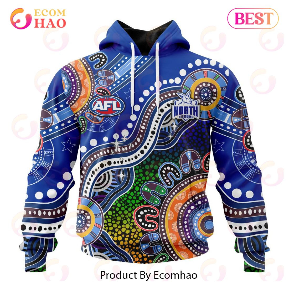 AFL North Melbourne Football Club Special Indigenous Design 3D Hoodie, Zip Hoodie, Man - Women, Warm, Premium Quality HZ0501