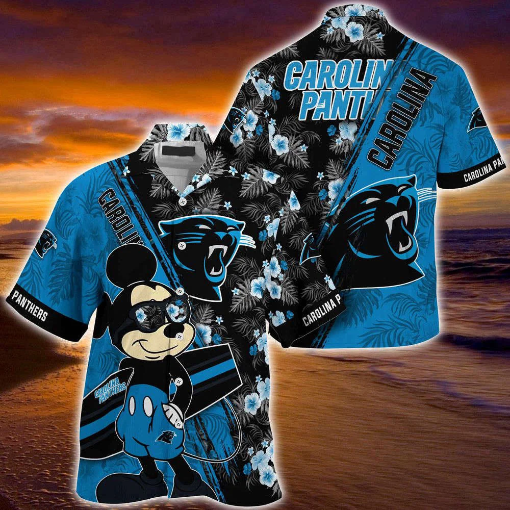 Carolina Panthers NFL-Summer Hawaii Shirt Mickey And Floral Pattern For Sports Fans HW0601