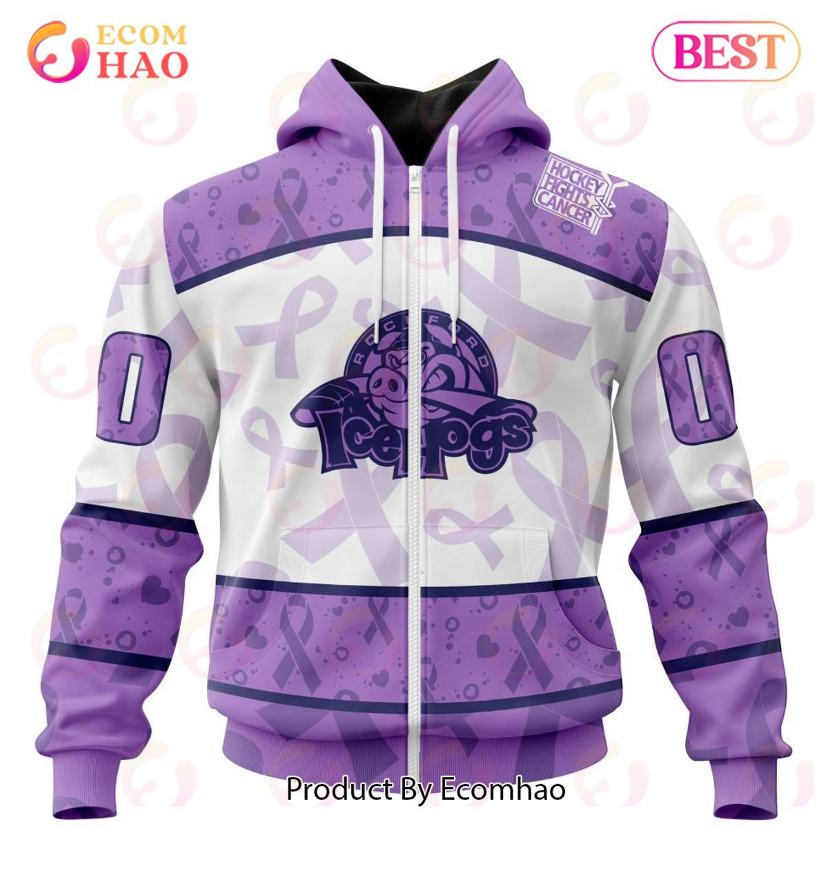 AHL Rockford IceHogs Special Lavender Fight Cancer 3D Hoodie, Zip Hoodie, Man - Women, Warm, Premium Quality HZ0501