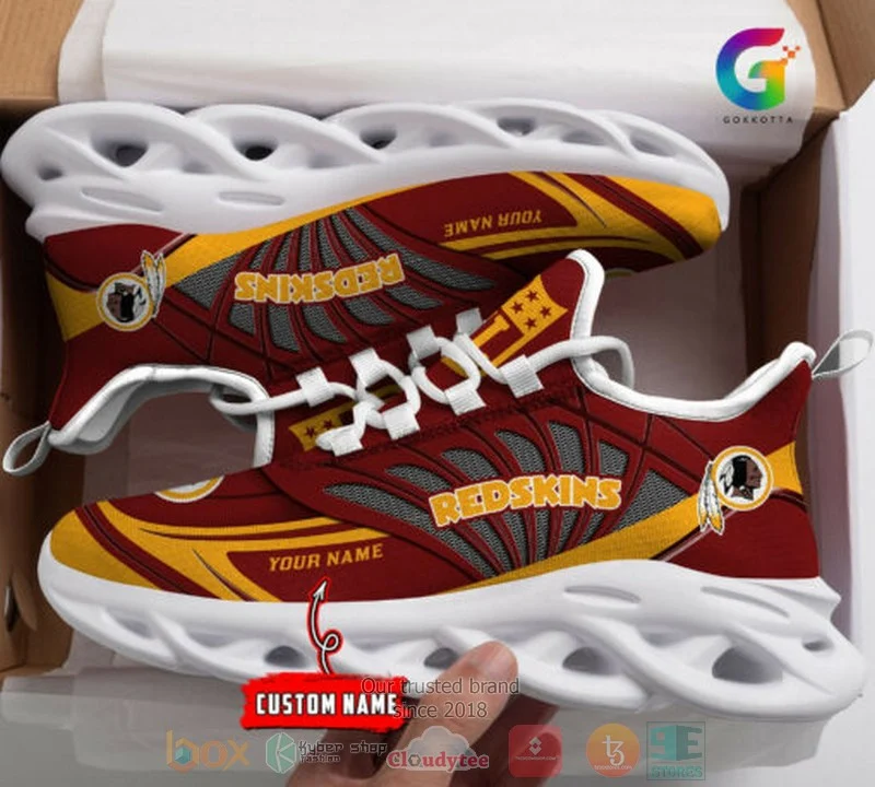NFL Washington Redskins Custom Name Brown Golden Max Soul Shoes Men and Women MS0601