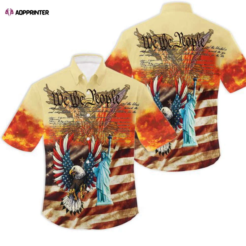 American Flag Eagle Statue Hawaiian Shirt Summer Gift 2023 HW0601