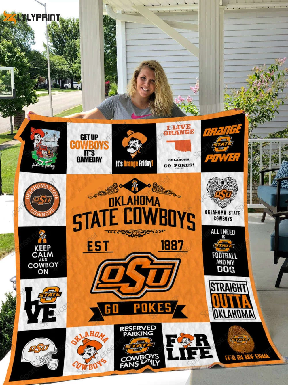 Oklahoma State Cowboys Quilt Blanket For Fans Home Decor Gifta , Soft Quilt, King Size, All Season Cozy Quilt QB0901
