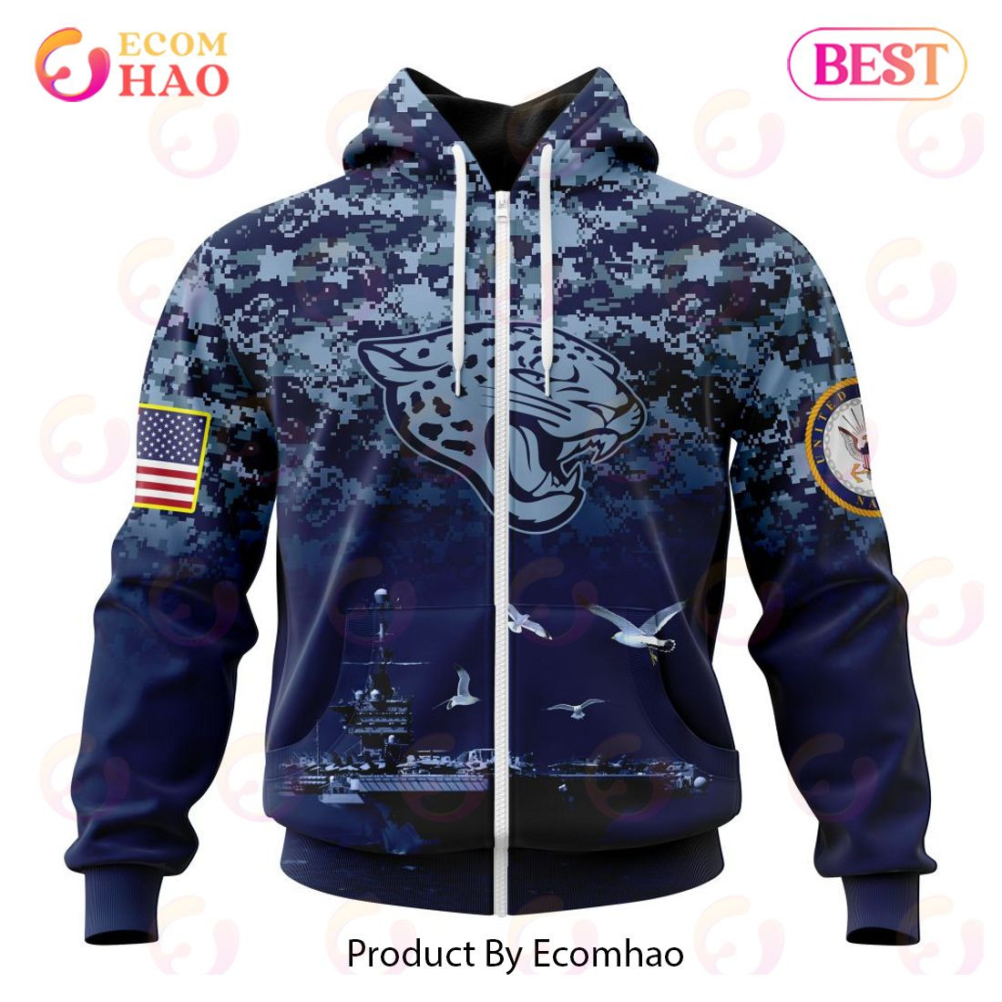 Best Jacksonville Jaguars Honor US Navy Veterans All Over Print Hoodie, Zip Hoodie, Man - Women, Warm, Premium Quality HZ0501