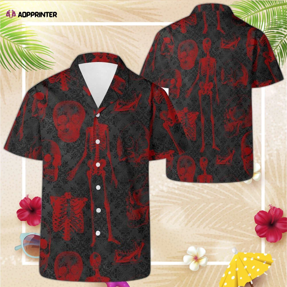 Red Skeleton Hawaiian Shirt, Gift For Men Women Horror Aloha Shirt HW0601
