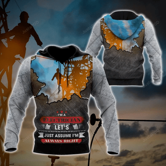 Electrician Gray 3D All Over Printed Hoodie, Zip- Up Hoodie HZ0501