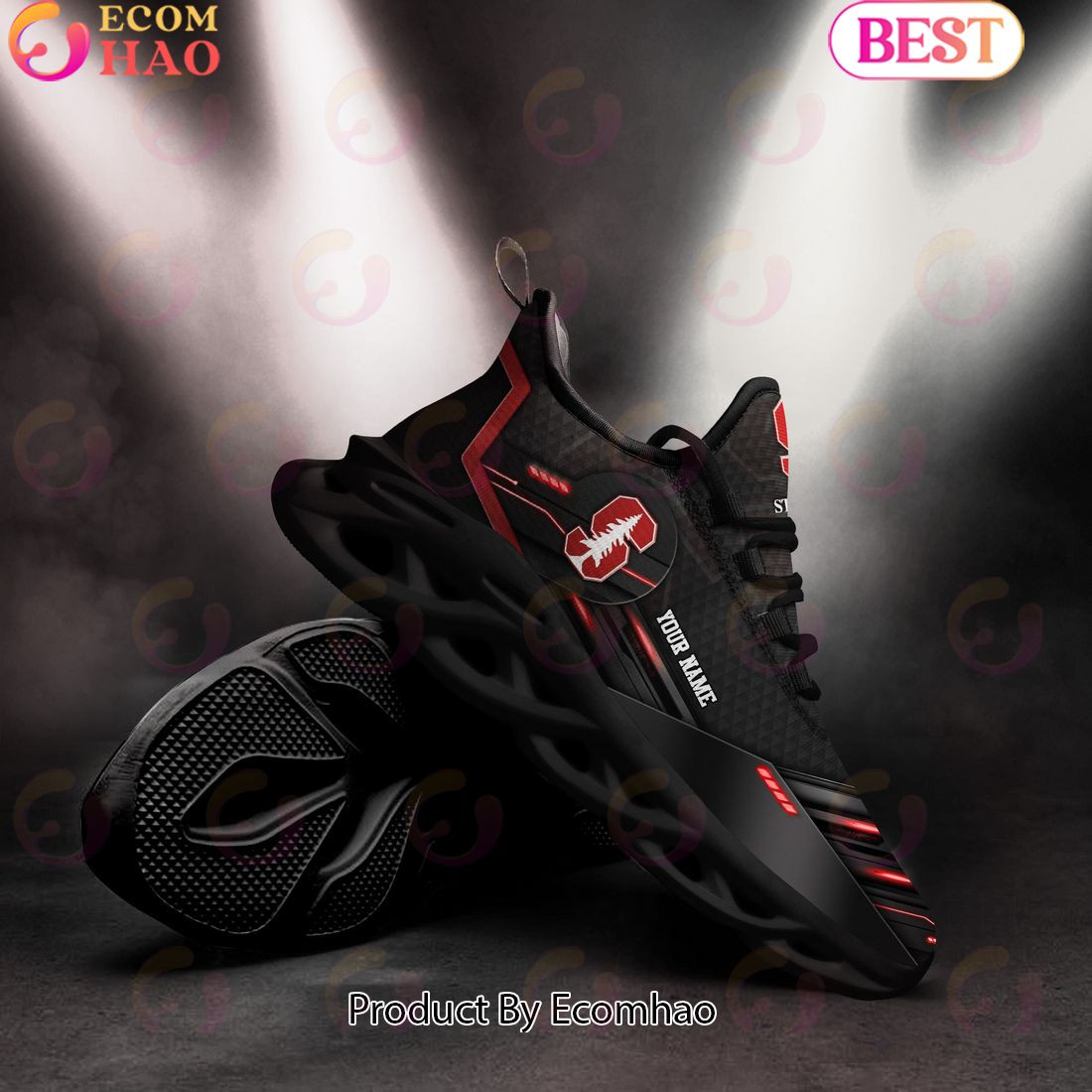 Stanford Cardinal Team Black Clunky Max Soul Shoes Sneakers Custom Your Name  Unisex sneakers MS0601