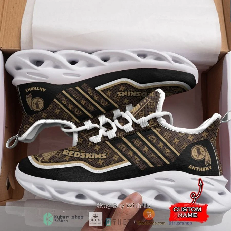 NFL Washington Redskins Custom Name Dark Brown Max Soul Shoes Men and Women MS0601